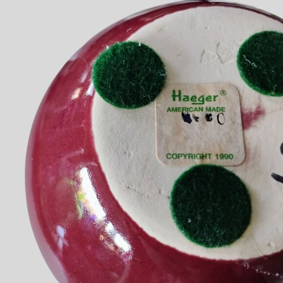 Vintage HAEGER Pottery Maroon Vase Round Glossy Red Burgundy 1990 6" Ceramic - Picture 2 of 7